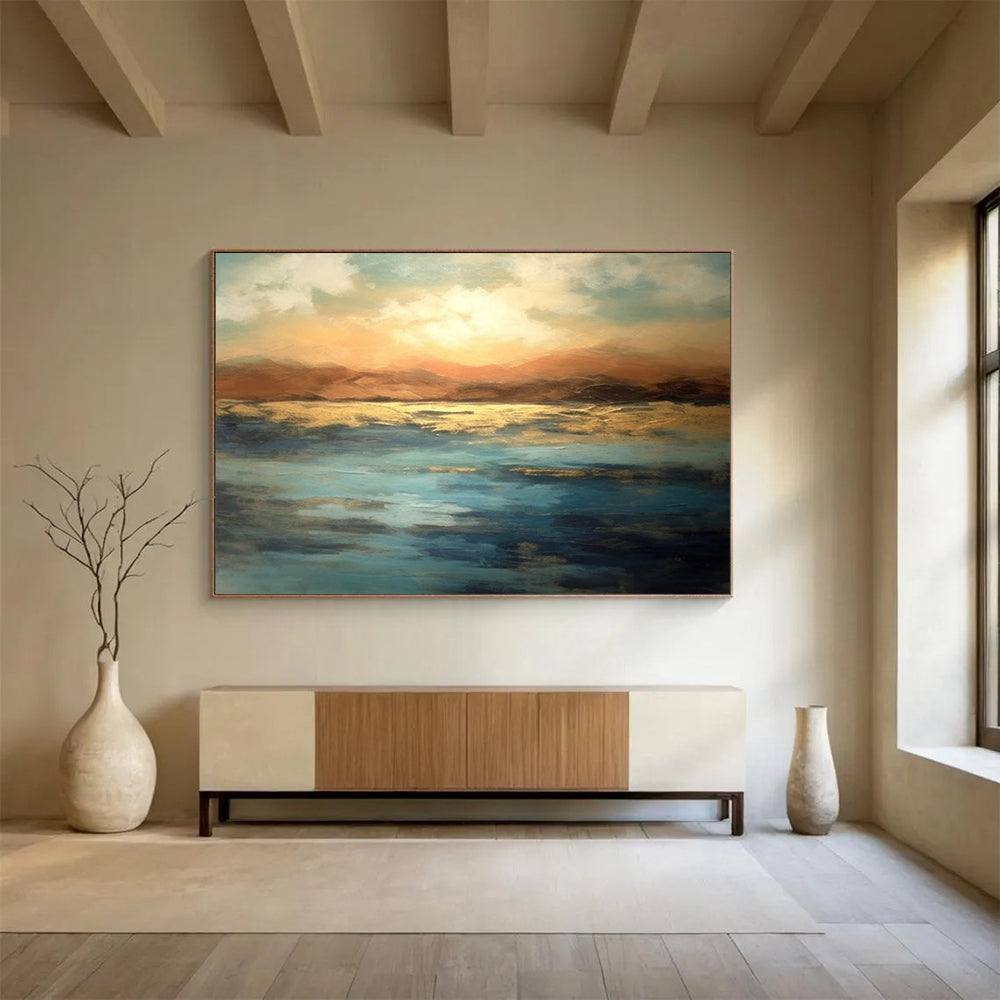 sunset golden abstract painting design 4